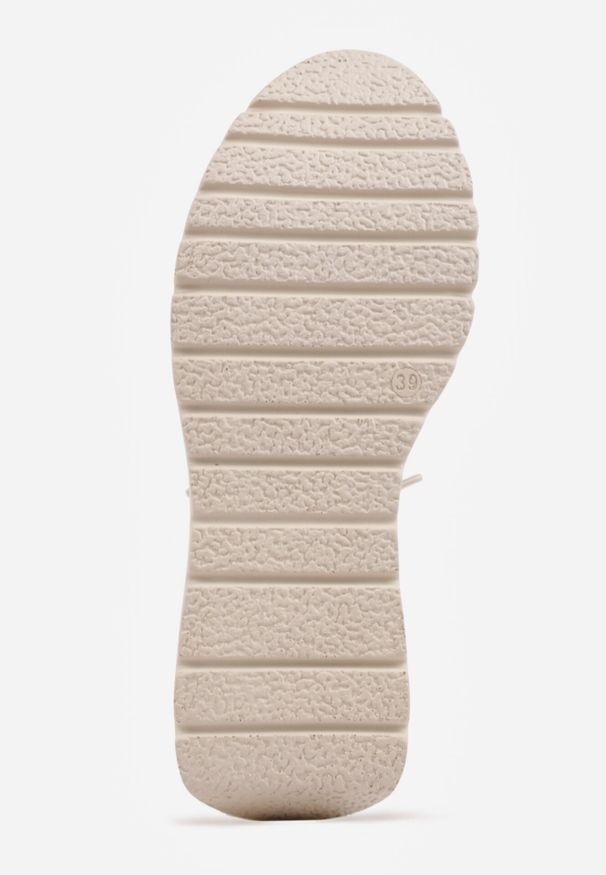 Born2be - Beżowe Sneakersy na Grubej Podeszwie ze Skórzaną Wkładką i Napisem Airarge. Okazja: na co dzień. Zapięcie: sznurówki. Kolor: beżowy. Materiał: skóra. Wzór: napisy