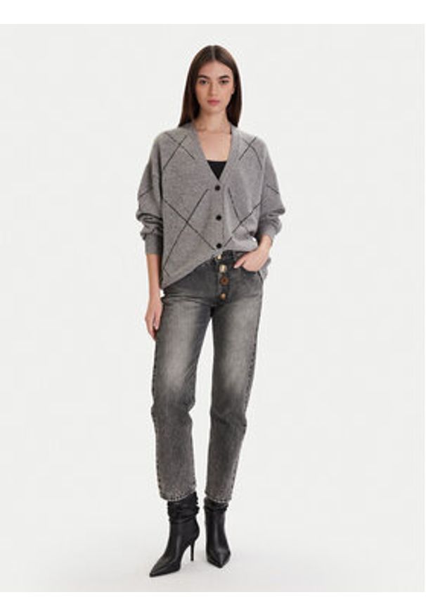 ViCOLO Kardigan 77070F Szary Regular Fit. Kolor: szary. Materiał: wełna