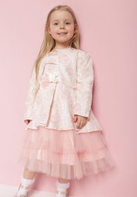 Born2be - Różowa Rozkloszowana Tiulowa Sukienka w Kwiaty z Bolerkiem na Guziki Zepene. Okazja: na co dzień. Typ kołnierza: kołnierz z falbankami. Kolor: różowy. Materiał: tiul. Długość rękawa: długi rękaw. Wzór: kwiaty. Typ sukienki: proste. Styl: casual, elegancki #3