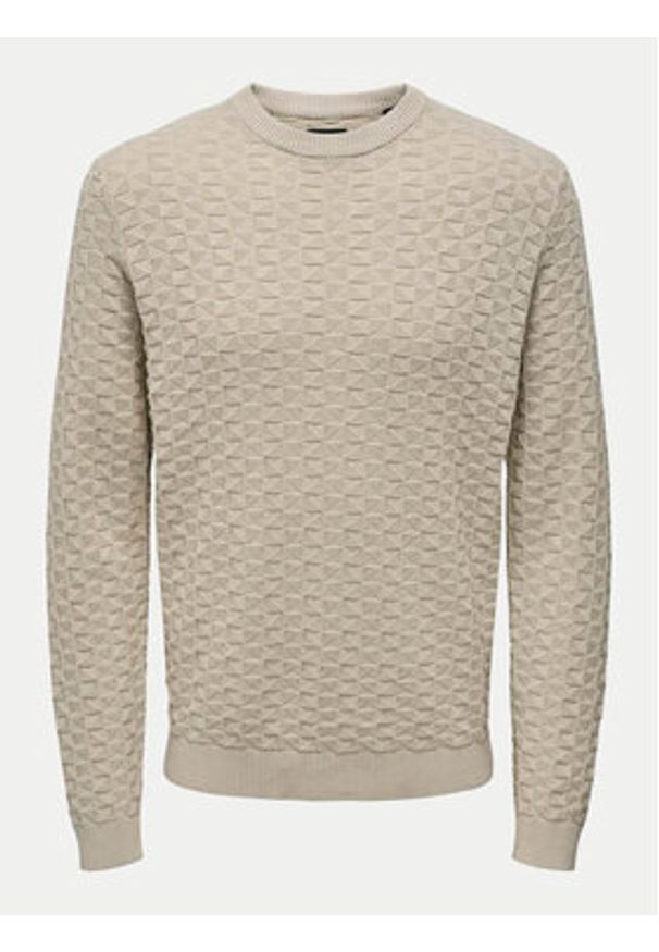 Only & Sons Sweter 22026559 Beżowy Regular Fit. Kolor: beżowy. Materiał: bawełna
