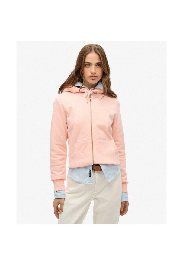 Superdry - Bluza z kapturem z zamkiem Essential Logo Hb. Typ kołnierza: kaptur. Kolor: różowy