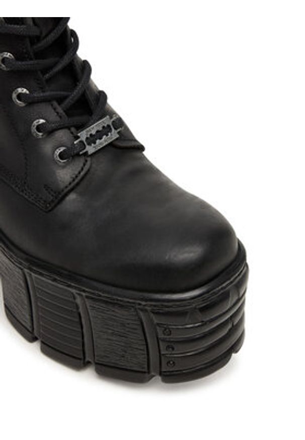 NEW ROCK Trzewiki M-TM001-C2 Czarny. Kolor: czarny. Materiał: skóra. Styl: rockowy