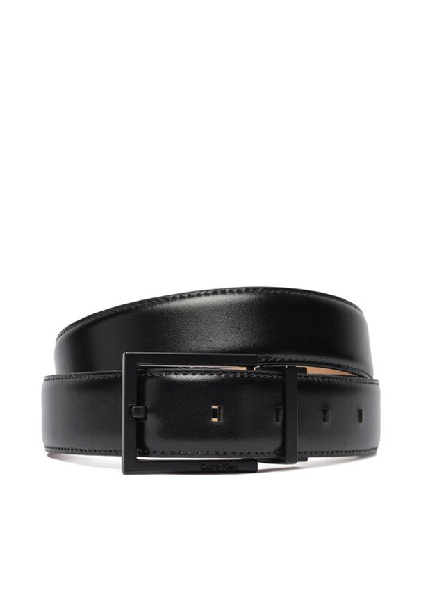 Calvin Klein Pasek Męski Square Buckle 32Mm Adj LV04D7026G Czarny. Kolor: czarny. Materiał: skóra