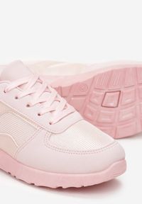 Born2be - Różowe Sneakersy przed Kostkę z Metaliczną Wstawką Nevata. Wysokość cholewki: przed kostkę. Kolor: różowy #3