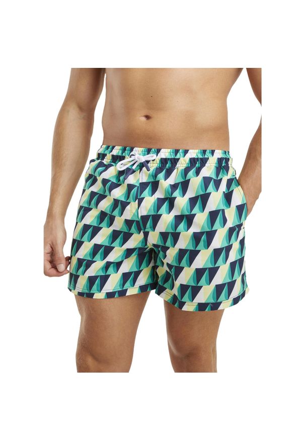 Nautica - Szoty plażowe męskie Dorval 4" Swim Short. Okazja: na plażę. Kolor: wielokolorowy, zielony. Materiał: materiał, poliester