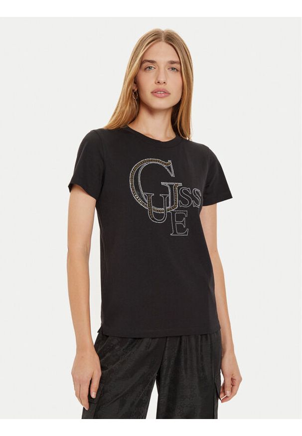 Guess T-Shirt W4BI16 I3Z14 Czarny Regular Fit. Kolor: czarny. Materiał: bawełna