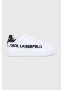 Karl Lagerfeld Buty kolor biały na platformie. Nosek buta: okrągły. Zapięcie: sznurówki. Kolor: biały. Materiał: guma. Obcas: na platformie