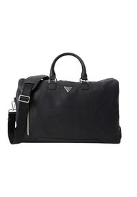 Guess - GUESS Czarna męska podróżna torba Torino Duffle. Kolor: czarny. Materiał: skóra ekologiczna