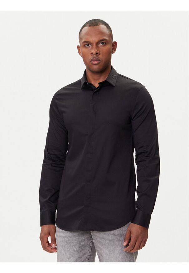 Armani Exchange Koszula XM001867 AF10192 UC001 Czarny Slim Fit. Kolor: czarny. Materiał: bawełna