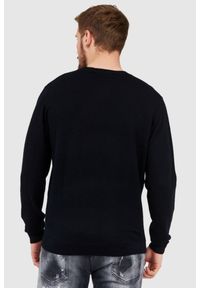 Karl Lagerfeld - KARL LAGERFELD Czarny sweter męski z wełny merino, Rozmiar S. Typ kołnierza: dekolt w karo. Kolor: czarny. Materiał: wełna #5
