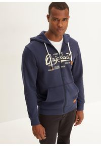 bonprix - Bluza rozpinana z kapturem, z miękko szczotkowaną spodnią stroną. Typ kołnierza: kaptur. Kolor: niebieski #1