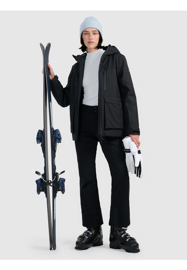 4f - 4F Kurtka narciarska membrana 8000 damska - czarna L. Kolor: czarny. Materiał: poliester, materiał. Sezon: zima