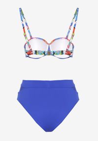 Born2be - Niebieskie Bikini Biustonosz i Majtki Figi z Abstrakcyjnym Wzorem Arinira. Kolor: niebieski