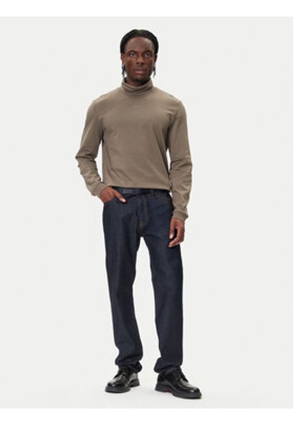 Hugo - HUGO Golf Daporollo 50547372 Beżowy Regular Fit. Typ kołnierza: golf. Kolor: beżowy. Materiał: bawełna