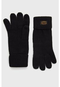 Superdry Rękawiczki wełniane męskie kolor czarny. Kolor: czarny. Materiał: wełna #1