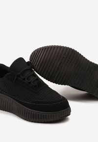 Born2be - Czarne Sznurowane Sneakersy na Tłoczonej Platformie Orasa. Nosek buta: okrągły. Zapięcie: sznurówki. Kolor: czarny. Materiał: materiał. Sezon: lato. Obcas: na platformie. Wysokość obcasa: niski #5