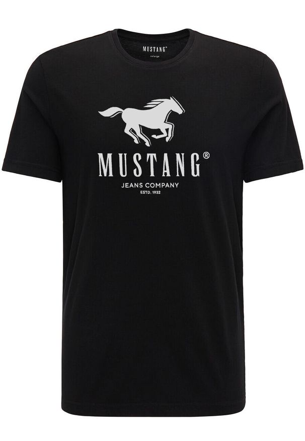 Mustang - MUSTANG ALEX C PRINT MĘSKI T-SHIRT KOSZULKA LOGO TEE BLACK 1015051 4142. Wzór: nadruk