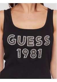 Guess Top Tank Top W3RP07 K1814 Czarny Slim Fit. Kolor: czarny. Materiał: bawełna