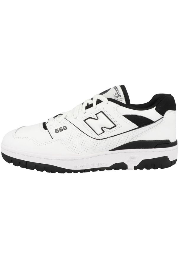 Buty do chodzenia dla dorosłych New Balance 550. Okazja: na co dzień. Kolor: biały. Materiał: tkanina, skóra, guma. Sport: turystyka piesza