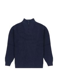 Wrangler - WRANGLER HALF ZIP KNIT MĘSKI SWETER ELEGANCKI CIEPŁY NAVY 112343094. Styl: elegancki