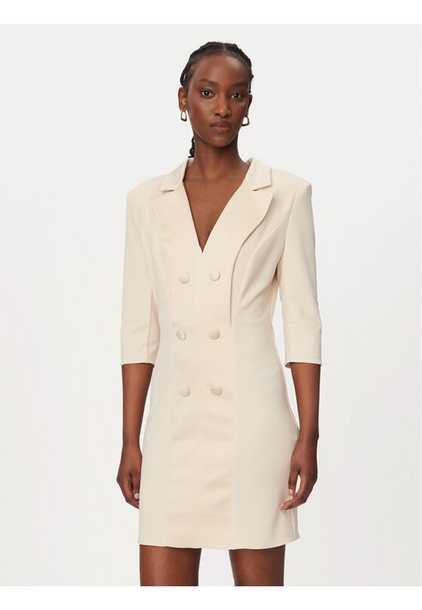 Rinascimento Sukienka koktajlowa CFC0128109003 Beżowy Regular Fit. Kolor: beżowy. Materiał: syntetyk. Styl: wizytowy