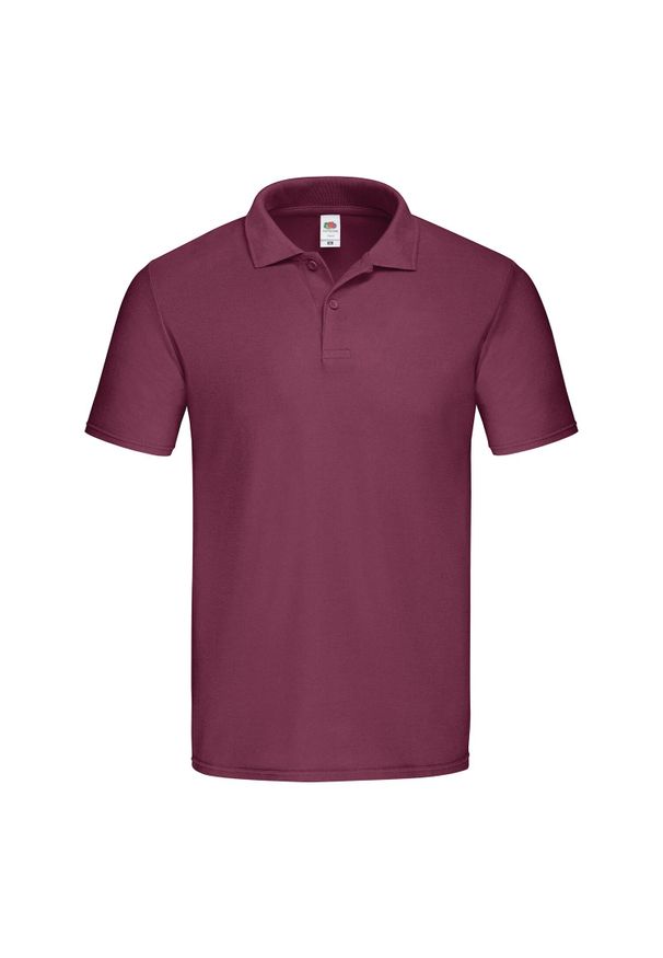 FRUIT OF THE LOOM - Męska Oryginalna Koszulka Polo. Typ kołnierza: polo. Kolor: czerwony, wielokolorowy, brązowy