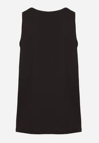 Born2be - Czarna Bawełniana Koszulka Typu Tank Top Zianessa. Kolor: czarny. Materiał: bawełna. Wzór: aplikacja