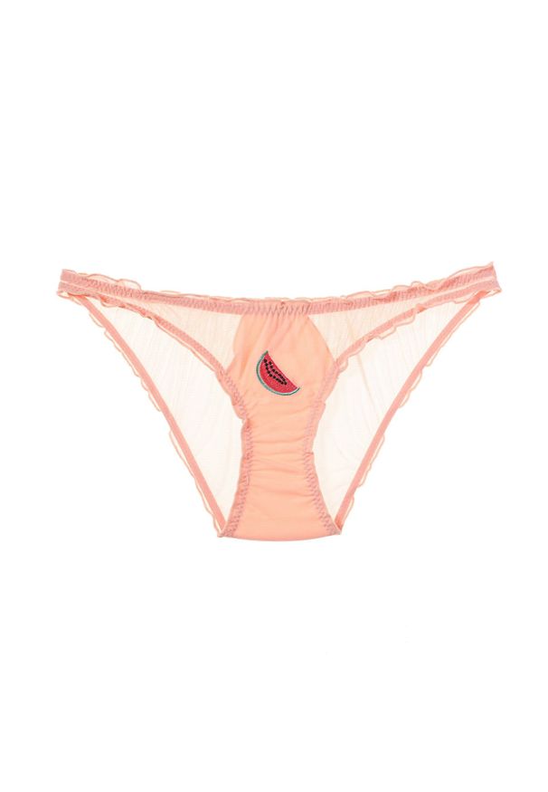 Intica - Figi z haftem owocowym z delikatnego materiału Anjana. Kolor: różowy. Materiał: materiał. Wzór: haft