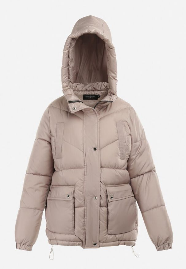 Born2be - Beżowa Kurtka Pikowana z Kapturem Lannea. Typ kołnierza: kaptur. Kolekcja: plus size. Kolor: beżowy. Materiał: jeans. Długość rękawa: długi rękaw. Długość: długie