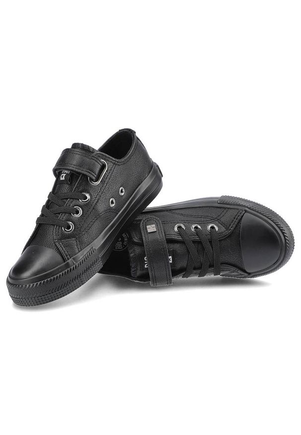 Big-Star - Trampki damskie Big Star, skóra ekologiczna ze sznurowaniem i zapinaniem na rzep, czarne, EE374034. Okazja: na co dzień. Zapięcie: rzepy. Kolor: czarny. Materiał: materiał, guma, skóra ekologiczna. Szerokość cholewki: normalna. Styl: casual, klasyczny, sportowy