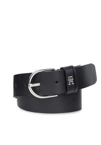 TOMMY HILFIGER - Tommy Hilfiger Pasek Damski Th Timeless 3.5 AW0AW15387 Czarny. Kolor: czarny. Materiał: skóra