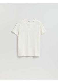 Reserved - T-shirt slim fit - złamana biel. Materiał: dzianina, bawełna #1