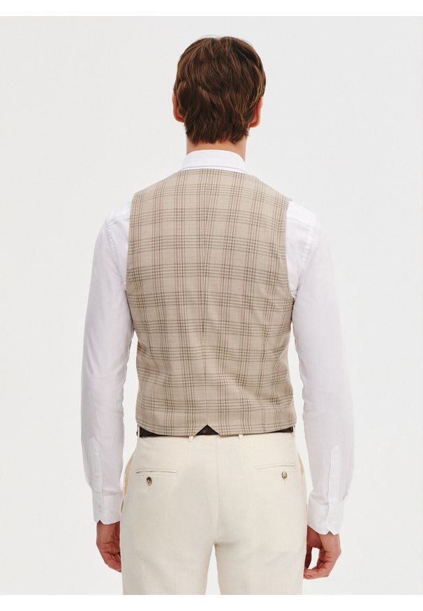 Pako Lorente - PAKO LORENTE - Dwurzędowa kamizelka męska w mocną kratę. Materiał: elastan, wiskoza, poliester. Wzór: kratka. Styl: młodzieżowy, elegancki