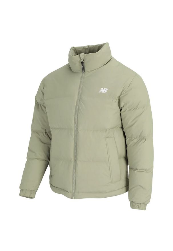 Kurtka New Balance WJ34303FUG - zielona. Kolor: zielony. Materiał: nylon, puch, materiał, polar