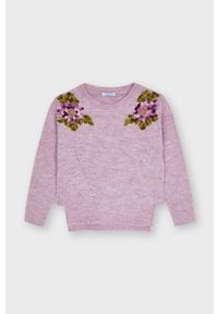 Mayoral Sweter dziecięcy kolor różowy. Kolor: fioletowy. Materiał: dzianina. Wzór: haft