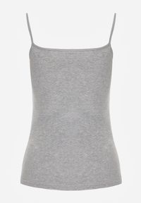 Born2be - Ciemnoszary Bawełniany Top na Ramiączkach z Ozdobną Koronką przy Dekolcie Berlisa. Kolor: szary. Materiał: bawełna, koronka. Długość rękawa: na ramiączkach. Wzór: koronka #7