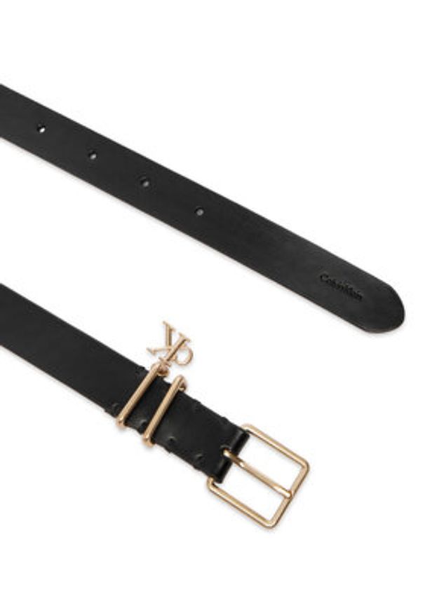 Calvin Klein Pasek Logo Charm Belt LV04F7086G Czarny. Kolor: czarny. Materiał: skóra