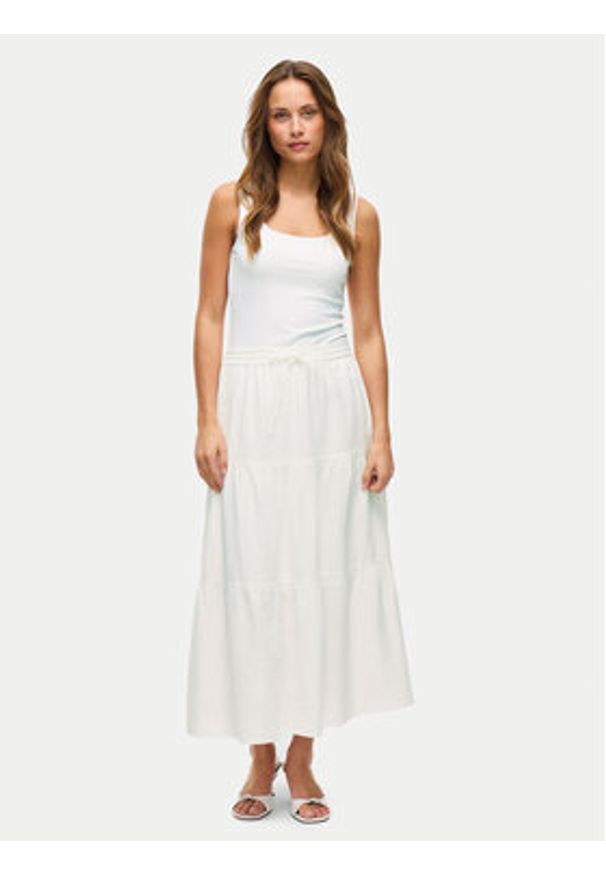 Vila Spódnica maxi Lania 14105428 Biały Regular Fit. Kolor: biały. Materiał: bawełna