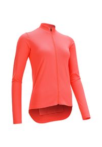 VAN RYSEL - Bluza rowerowa damska Triban 100. Kolor: czerwony, różowy, wielokolorowy. Materiał: poliester, materiał. Długość rękawa: długi rękaw. Długość: krótkie. Sezon: wiosna, jesień. Sport: kolarstwo #2