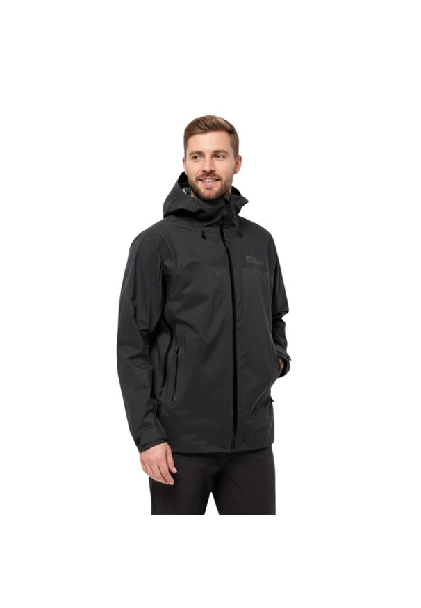 Kurtka turystyczna męska Jack Wolfskin Cyrox 3L JKT. Typ kołnierza: kaptur. Kolor: czarny. Materiał: poliamid. Sport: turystyka piesza