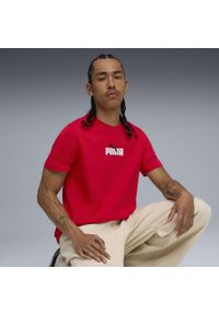 Puma - Męska koszulka z grafiką i napisem PUMA PUMA For All Time Red. Kolor: czerwony. Wzór: napisy. Sport: fitness