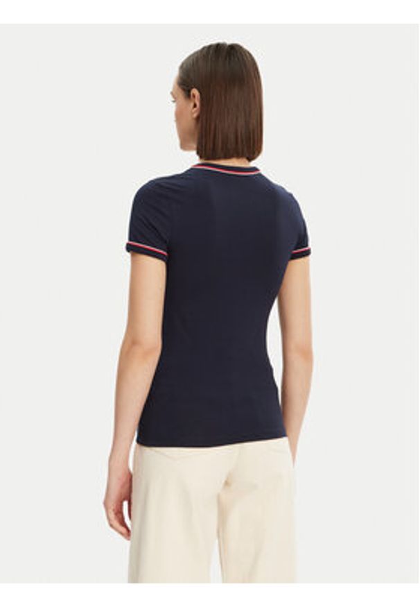 Lacoste T-Shirt TF0347 Granatowy Slim Fit. Kolor: niebieski. Materiał: bawełna