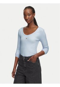 Calvin Klein Jeans Bluzka LV047D218G Fioletowy jasny Slim Fit. Kolor: fioletowy. Materiał: bawełna #1