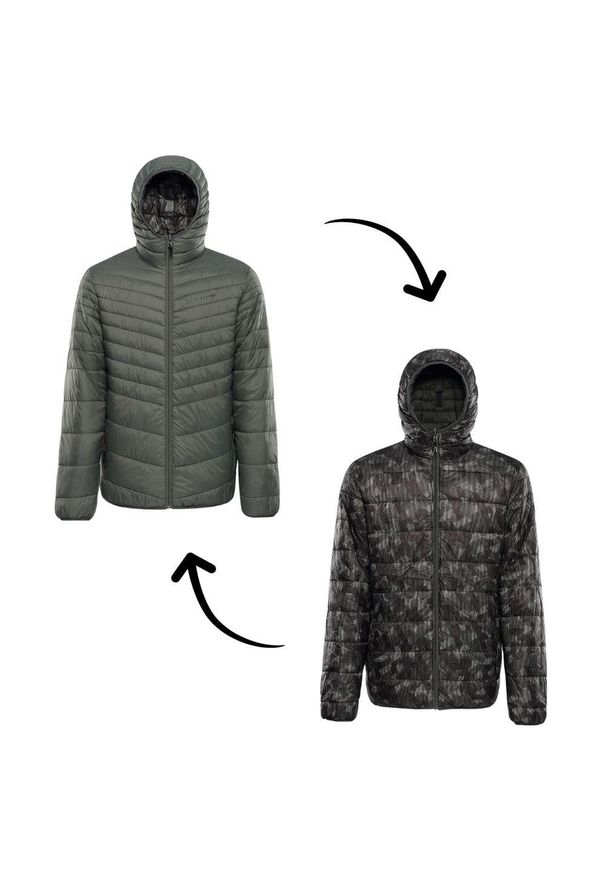 ALPINE PRO - Kurtka męska ocieplana dwustronna Alpine Pro Erom. Kolor: zielony. Materiał: puch. Sport: turystyka piesza