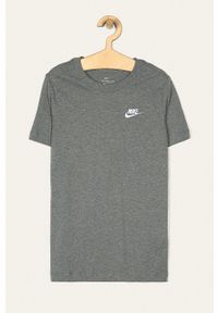 Nike Kids - T-shirt dziecięcy 122-170 cm. Okazja: na co dzień. Kolor: szary. Materiał: dzianina. Wzór: gładki. Styl: casual