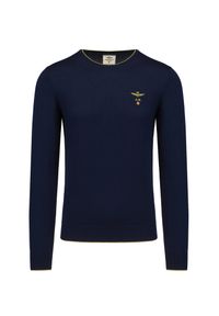 Aeronautica Militare - Sweter wełniany AERONAUTICA MILITARE. Materiał: wełna. Wzór: haft, prążki. Sezon: zima. Styl: klasyczny #1