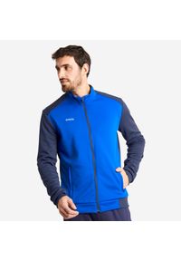 KIPSTA - Bluza piłkarska Kipsta Essential treningowa. Typ kołnierza: komin. Kolor: niebieski. Materiał: tkanina, elastan, prążkowany, materiał, poliester. Sport: fitness, piłka nożna