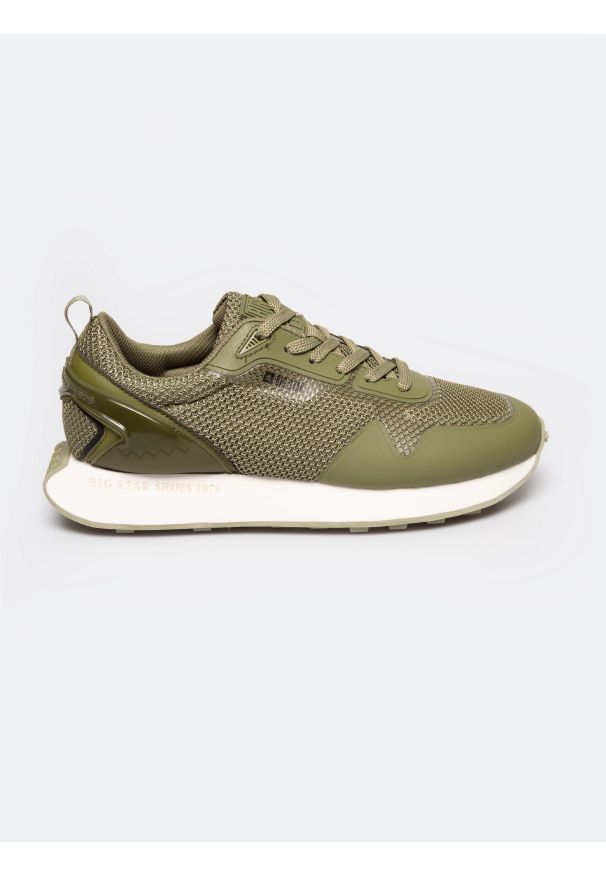 Big-Star - Sneakersy męskie khaki RR174360 303. Okazja: na co dzień. Kolor: zielony. Materiał: materiał, syntetyk. Wzór: napisy