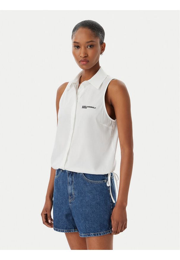 Karl Lagerfeld Jeans Kamizelka B2W11020 Biały Regular Fit. Kolor: biały. Materiał: bawełna