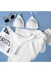 Intica - Strój kąpielowy prążkowany na plażę i basen Jerry. Kolor: biały. Materiał: prążkowany #1